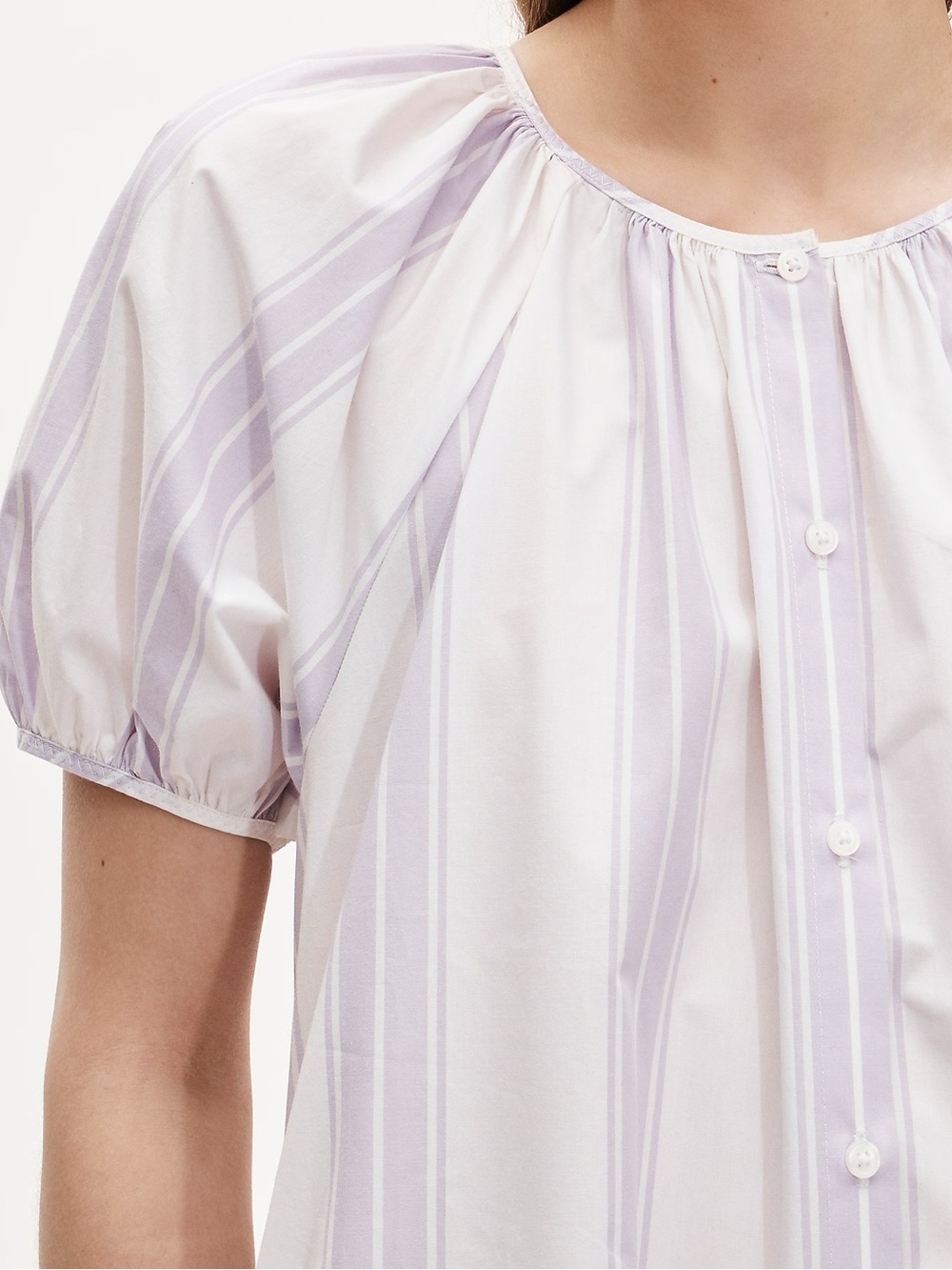 J. Crew Lilac Striped Puff-Sleeve Mini Dress - Picture 3 of 4